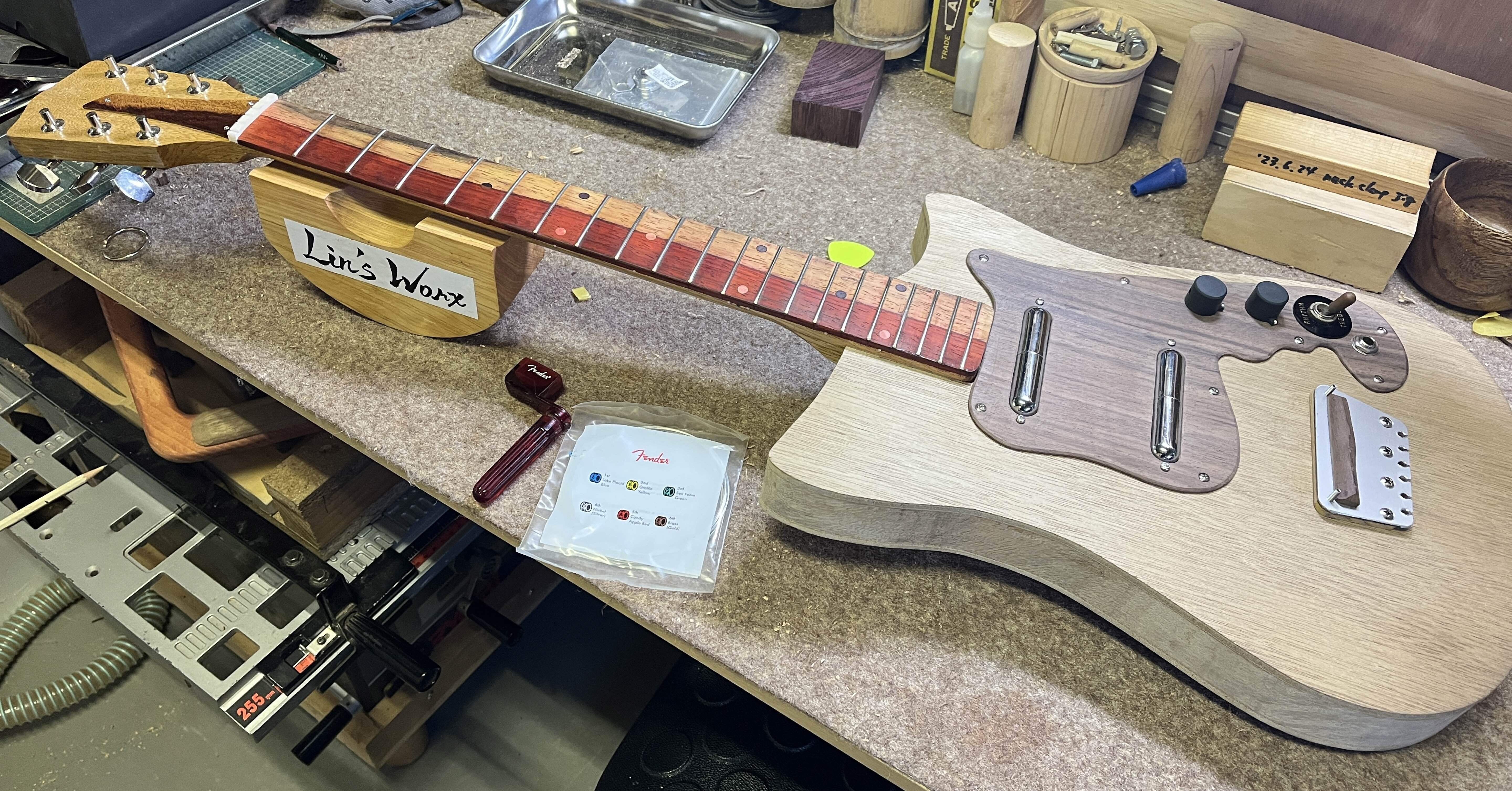 ギター製作】Alamo Fiesta的ギターの製作 ⑪(新ネックでの再仮組み