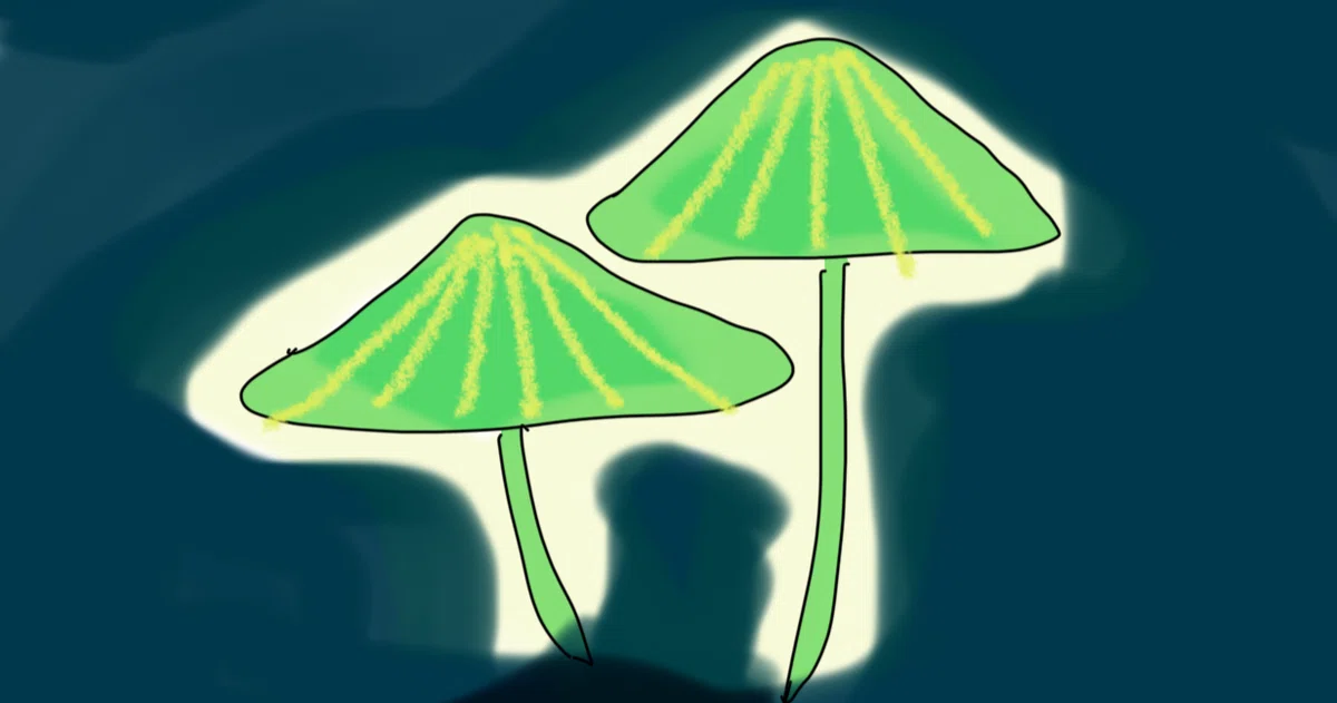 光るキノコのイラスト