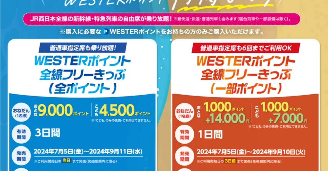 WESTERポイント全線フリーきっぷ（一部ポイント）を使ってみた