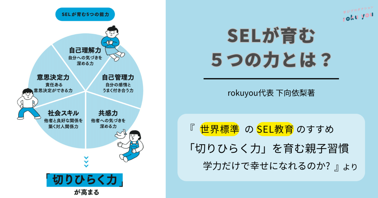 SELが育む５つの力とは？ ーrokuyou代表下向依梨著『世界標準のSEL教育のすすめ 「切りひらく力」を育む親子習慣　学力だけで幸せになれるのか?』よりー｜roku you