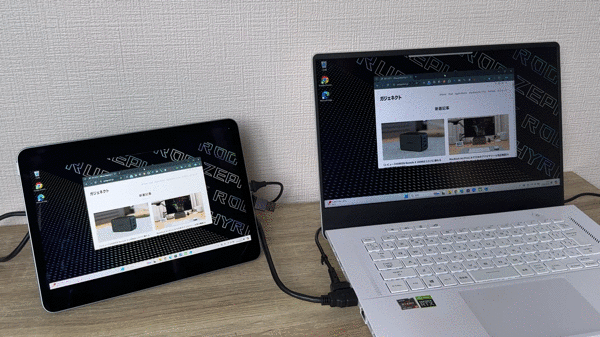 iPadをモニター代わりにしたときの遅延を確認している様子