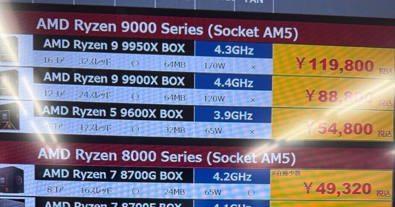 Ryzen9 9950Xを買って組み上げるRTA｜shi3z