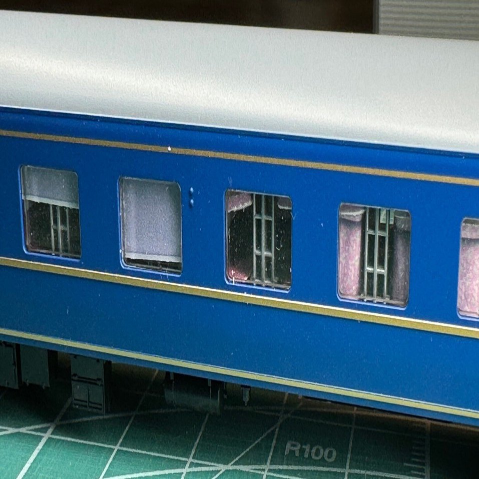 カーテン★★★寝台特急列車『北斗星』他★★★解放Ｂ寝台★下段用（鉄道部品） 3014C 北斗星 開放B寝台「オハネ25-0、100（東）」カーテンパーツ取付