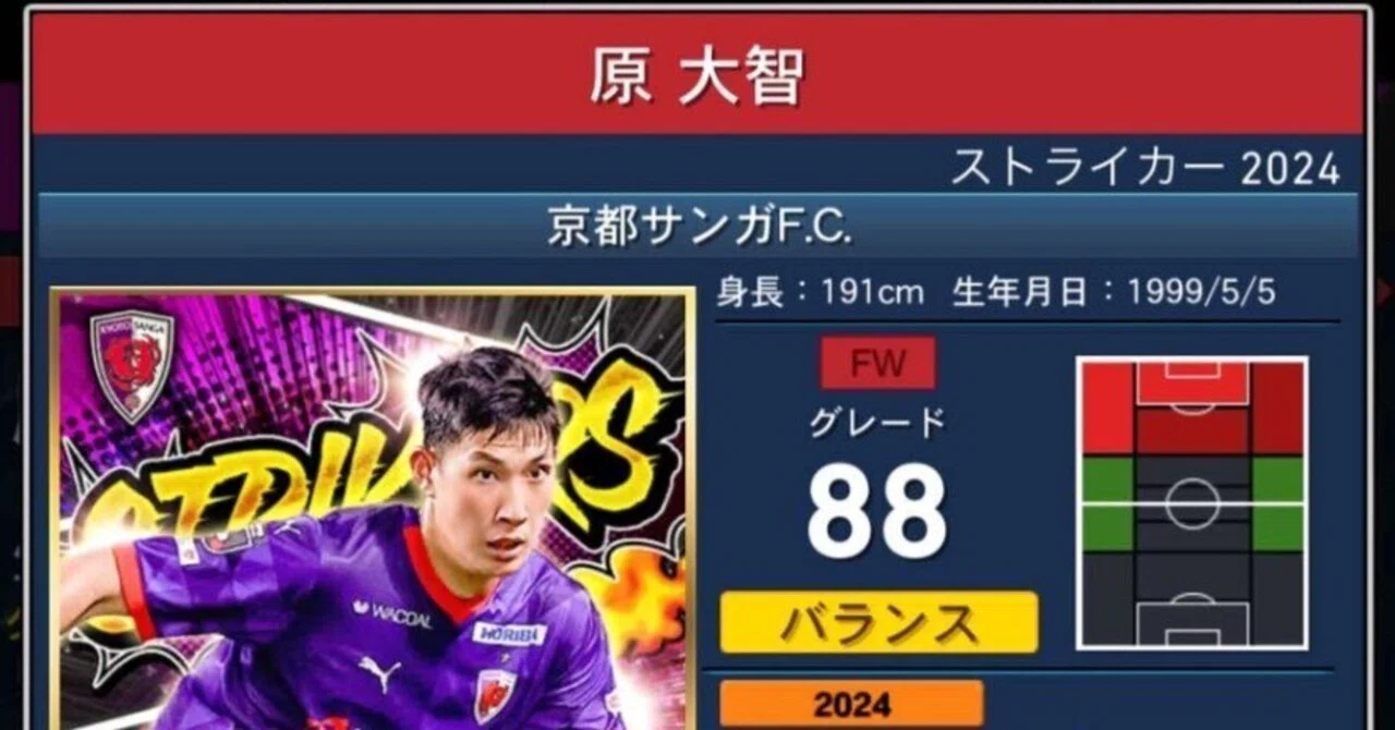 2024 Jリーグ オフィシャル 熱かっ 原大智 1/5 ストライカー 直筆 