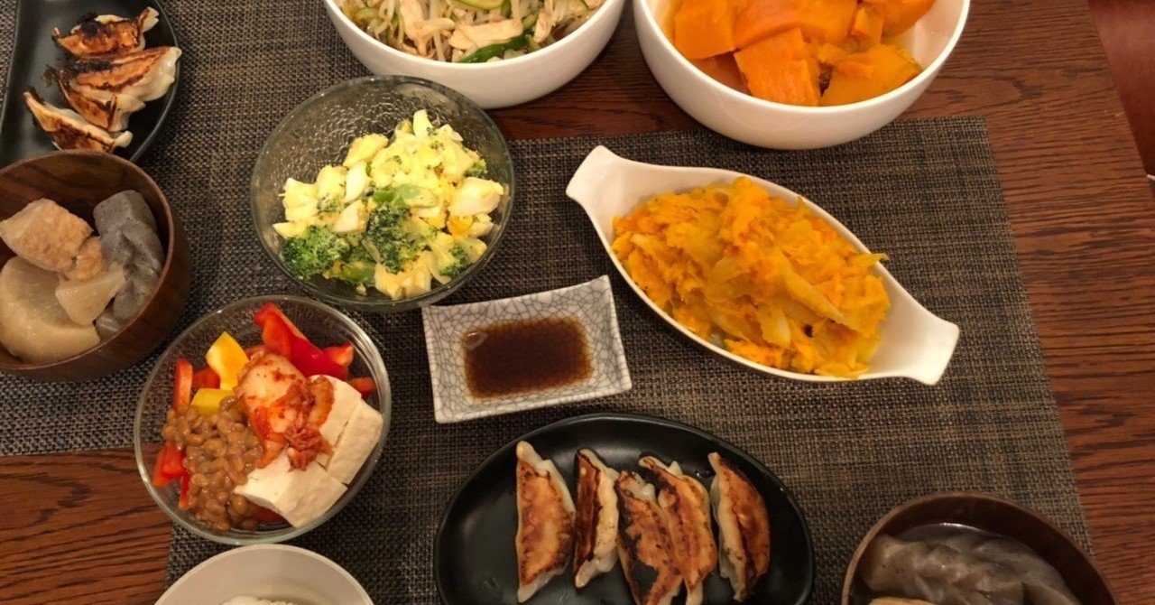 ささみとキュウリともやしの甘酢和えと一口餃子 ブロッコリーとゆで卵のサラダ 酒匂ひろみ Hiromi Sako Note