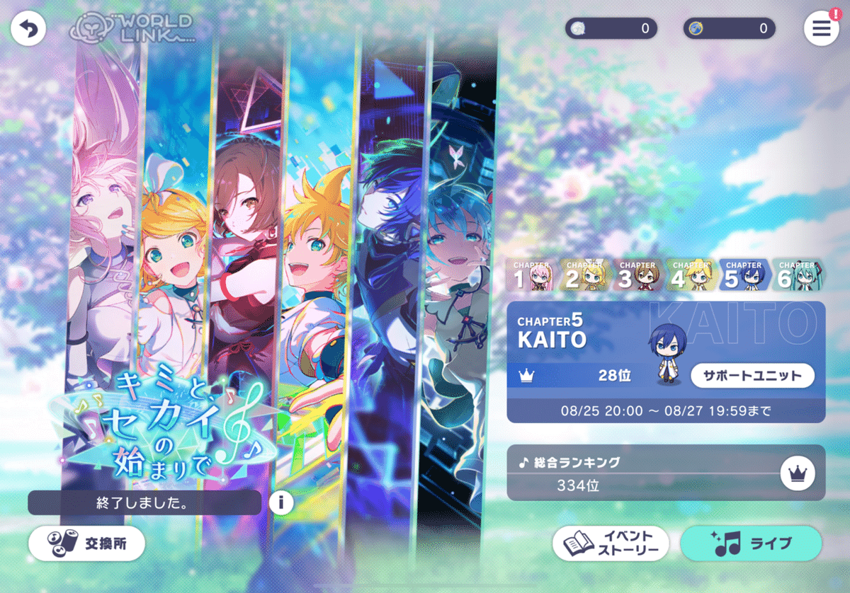 プロセカ】ワールドリンクイベント KAITOチャプターTOP100達成