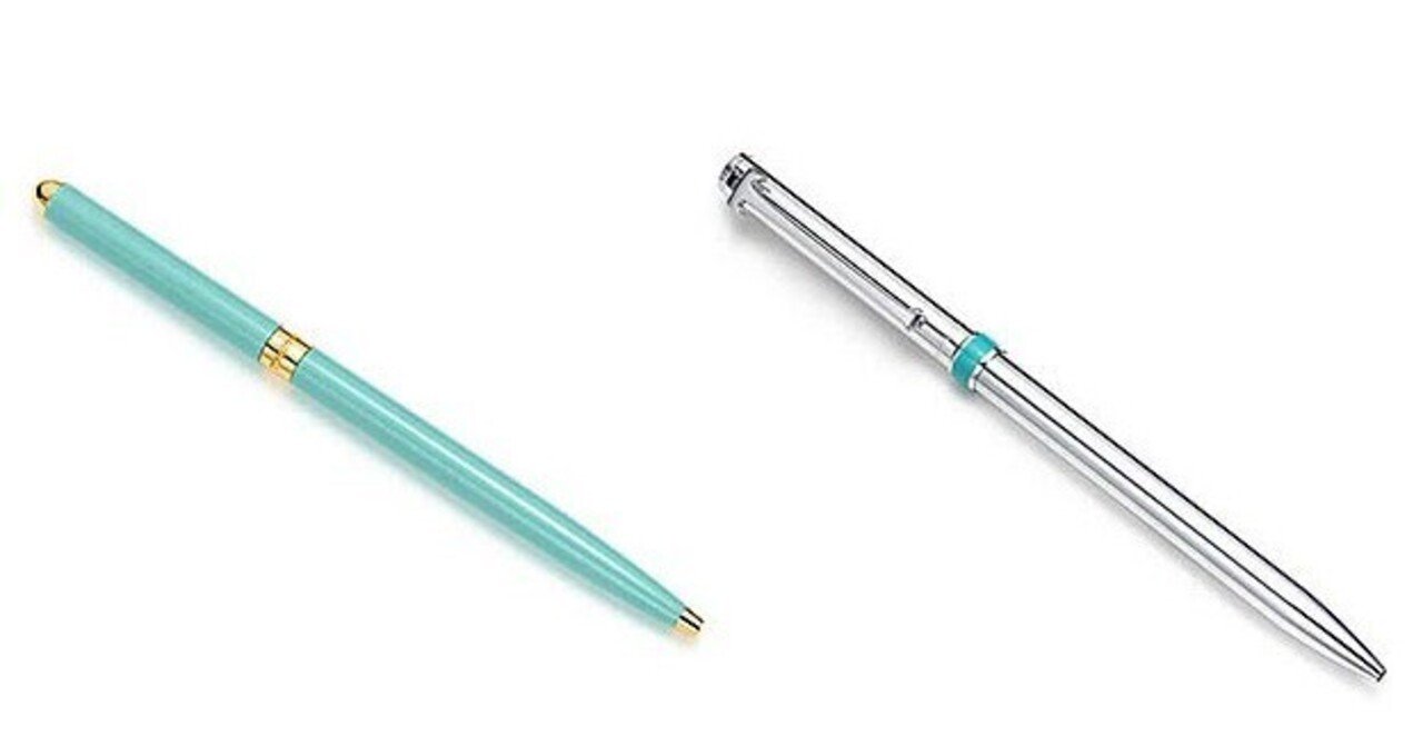 は自分にプチご褒美を ティファニー 水色 ボールペン 繋がら ゴールドアクセント 筆記具