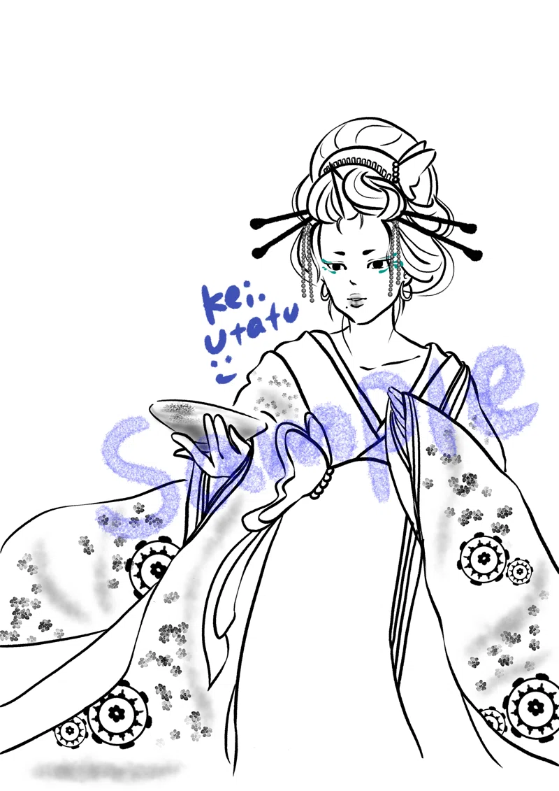 久しぶりに緑鬼ちゃんを描きました 花魁 卯辰 京 うたつ けい Note