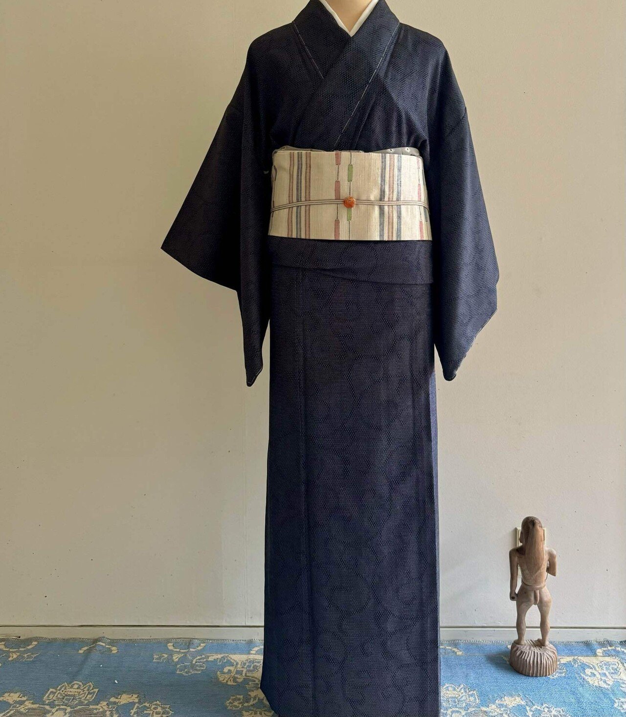 夏着物 絽“茄子や南瓜、亀甲..知的な雰囲気で違いを魅せる縦縞！”小紋 D-67 夏着物 絽“茄子や南瓜、亀甲..知的な雰囲気で違いを魅せる縦縞！”