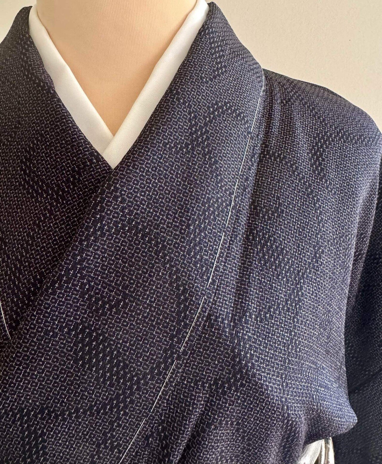 茄子紺色本塩澤単衣着物｜夢吉きもの