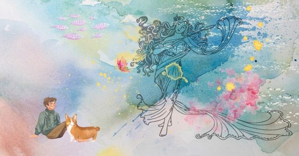 水彩画「釣り人」 水彩画「釣り人」
