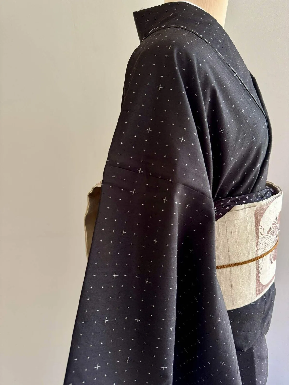 蚊絣と十字絣の泥大島紬単衣着物｜夢吉きもの