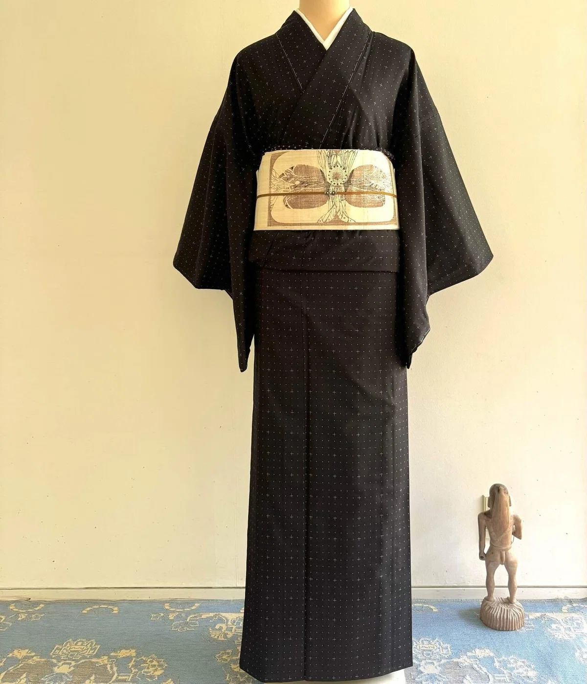 蚊絣と十字絣の泥大島紬単衣着物｜夢吉きもの