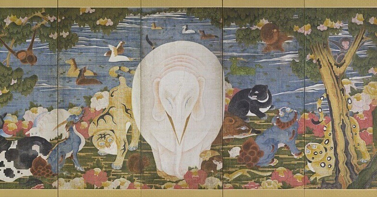 若冲『樹花鳥獣図屏風』〜単なる点描ではない、独自の発想が詰まった