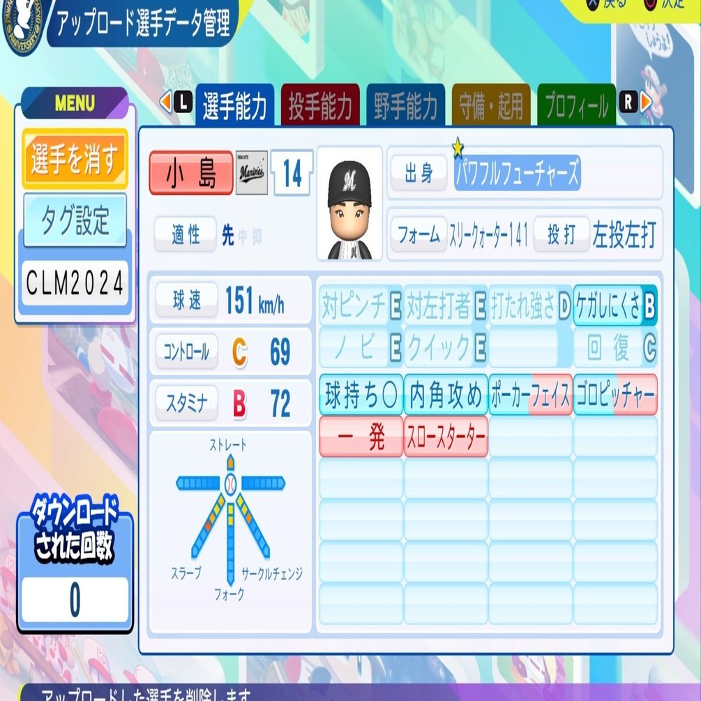 パワプロ2024 再現選手 小島和哉選手｜pawa_marines