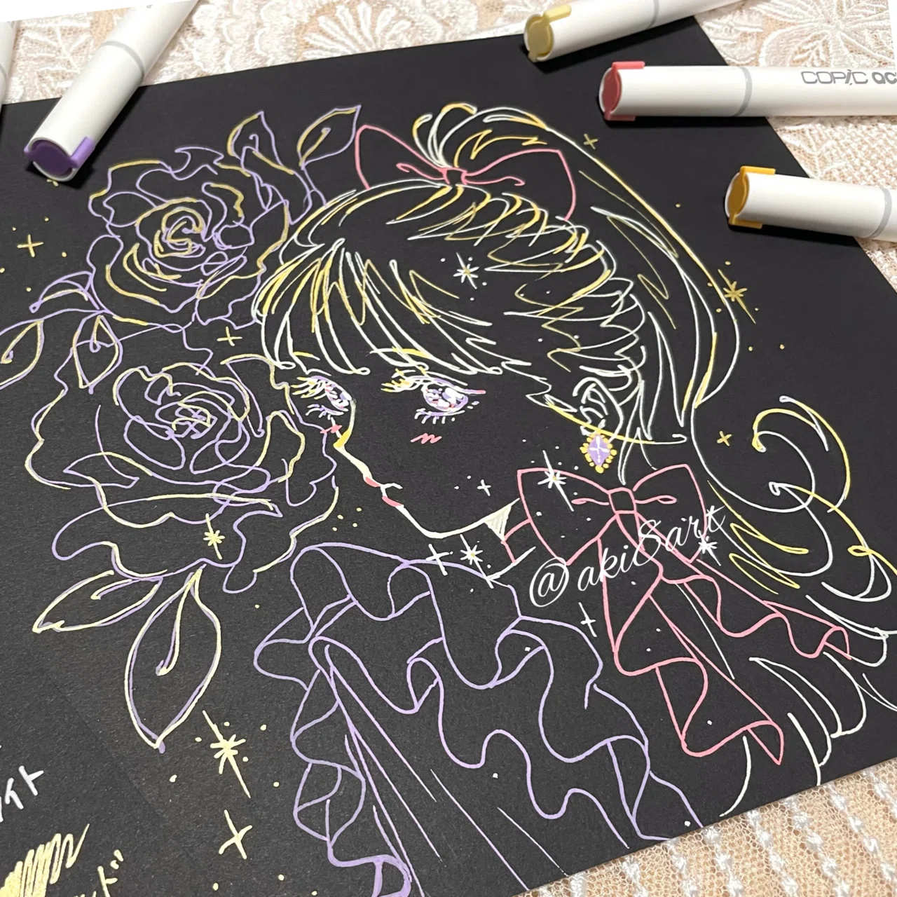 コピック・色鉛筆で描く！アナログ手描きイラスト（原画配送可 