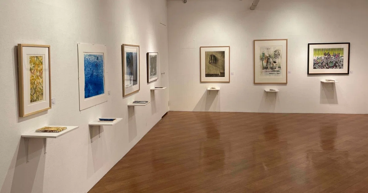 永井雅人銅版画 多色印刷 抽象絵画 木製フレーム ギャルリー志門個展 