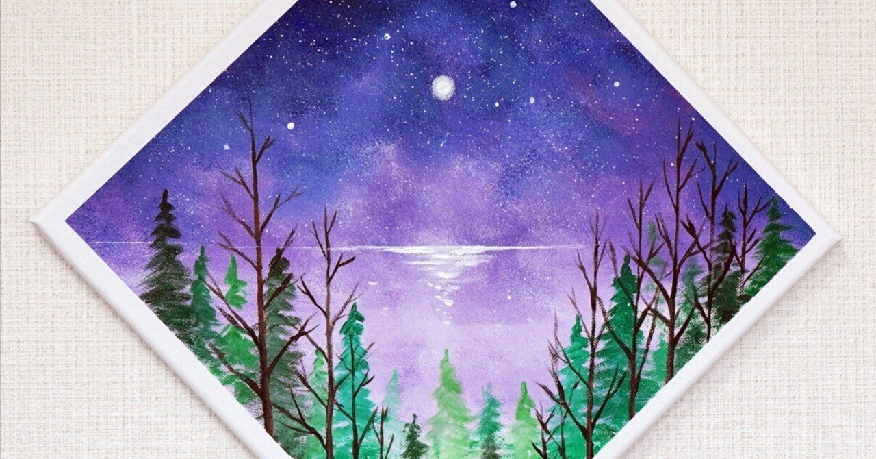 アクリル絵の具で「紫空満月の風景」を描いてみた｜junya_art