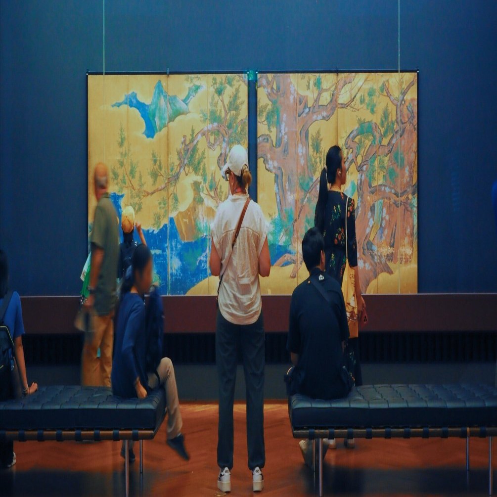 檜図屏風｜かわかわ O-35. 日本画風の屏風 子供遊びの図