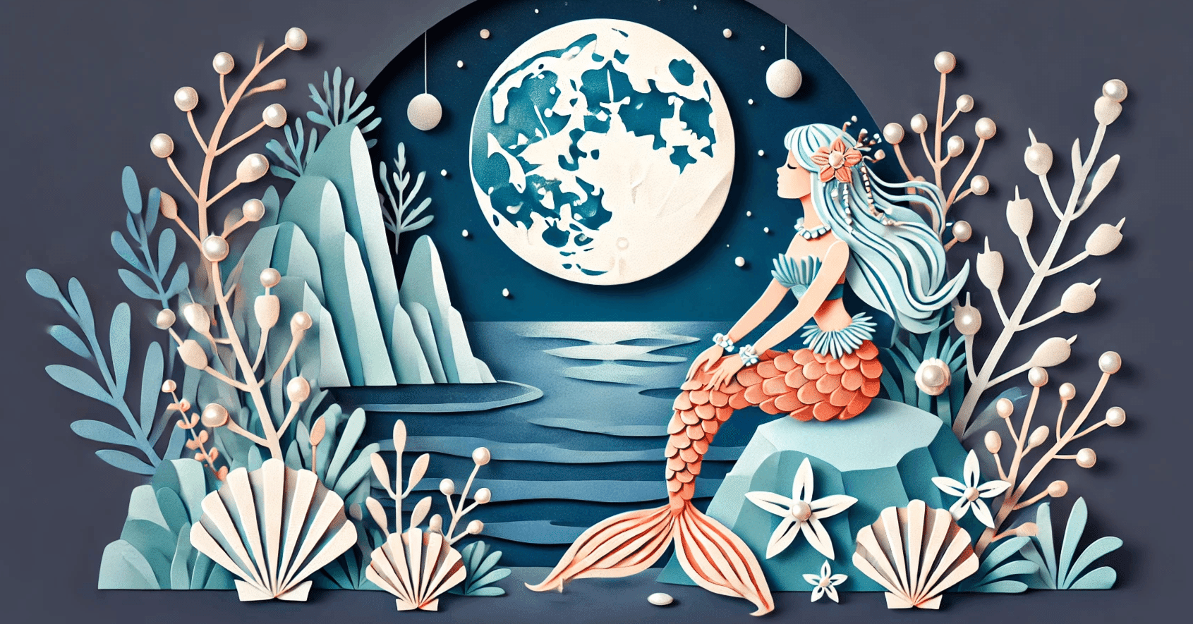 画像生成AI】人魚姫の月見｜Nyori