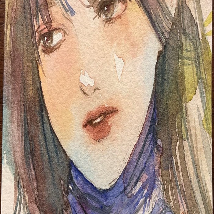 ひだまり』（手描きイラスト・オリジナル・絵画・水彩画・人物画・原画