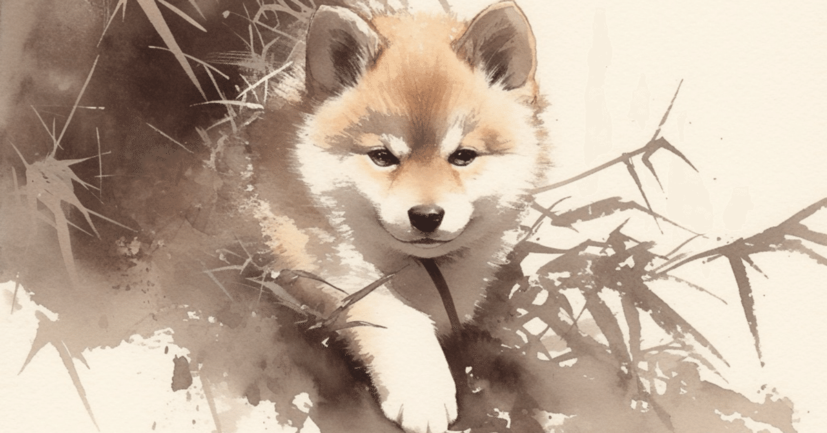 柴犬の水墨画風イラスト｜つきよ＠AIは友達