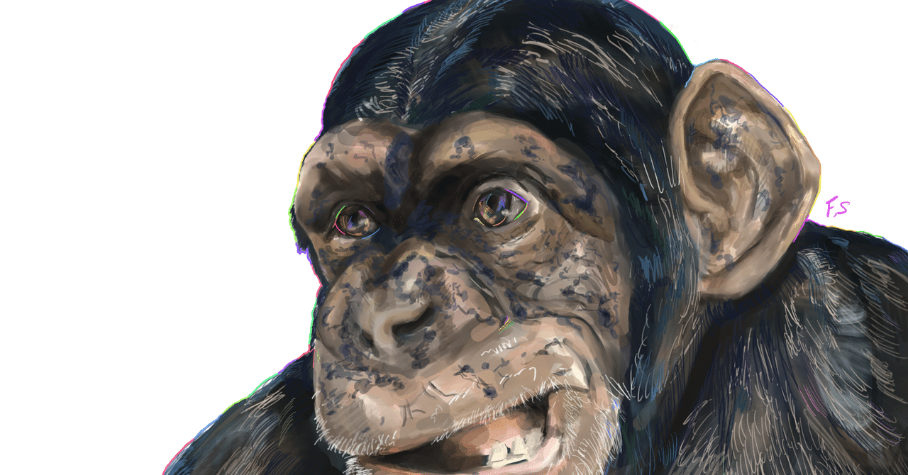 生まれのブランドで スマホでチンパンジー描きました💡｜古川 画材
