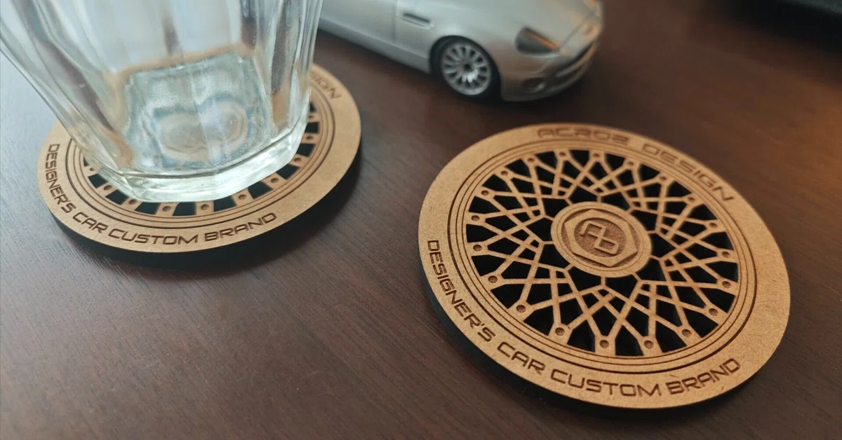 [Also a great gift for car lovers!] Wheel-shaped wooden coasters are ...