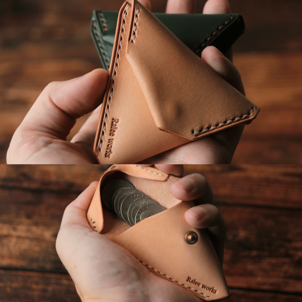 山に見立てた三角コインケース【製作動画】【型紙】｜Ralee.works【HITOSAKU】