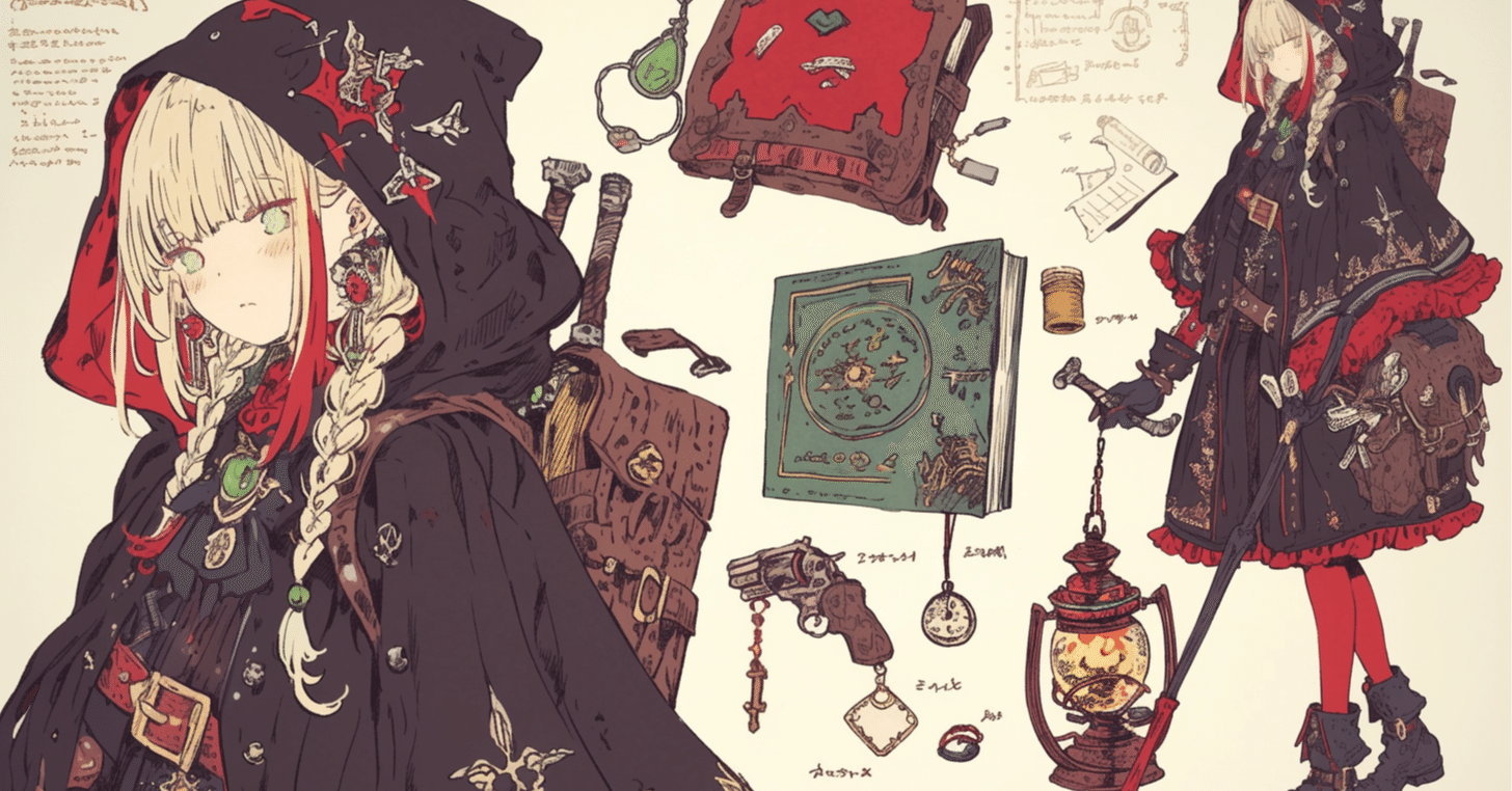 ファンタジー風スケッチに描いたようなキャラクターシートを生成する