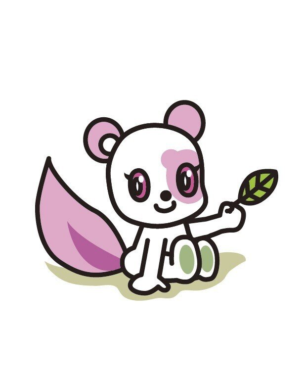 ピンクがアクセントでかわいい、パンダ＋リス？のようなキャラ