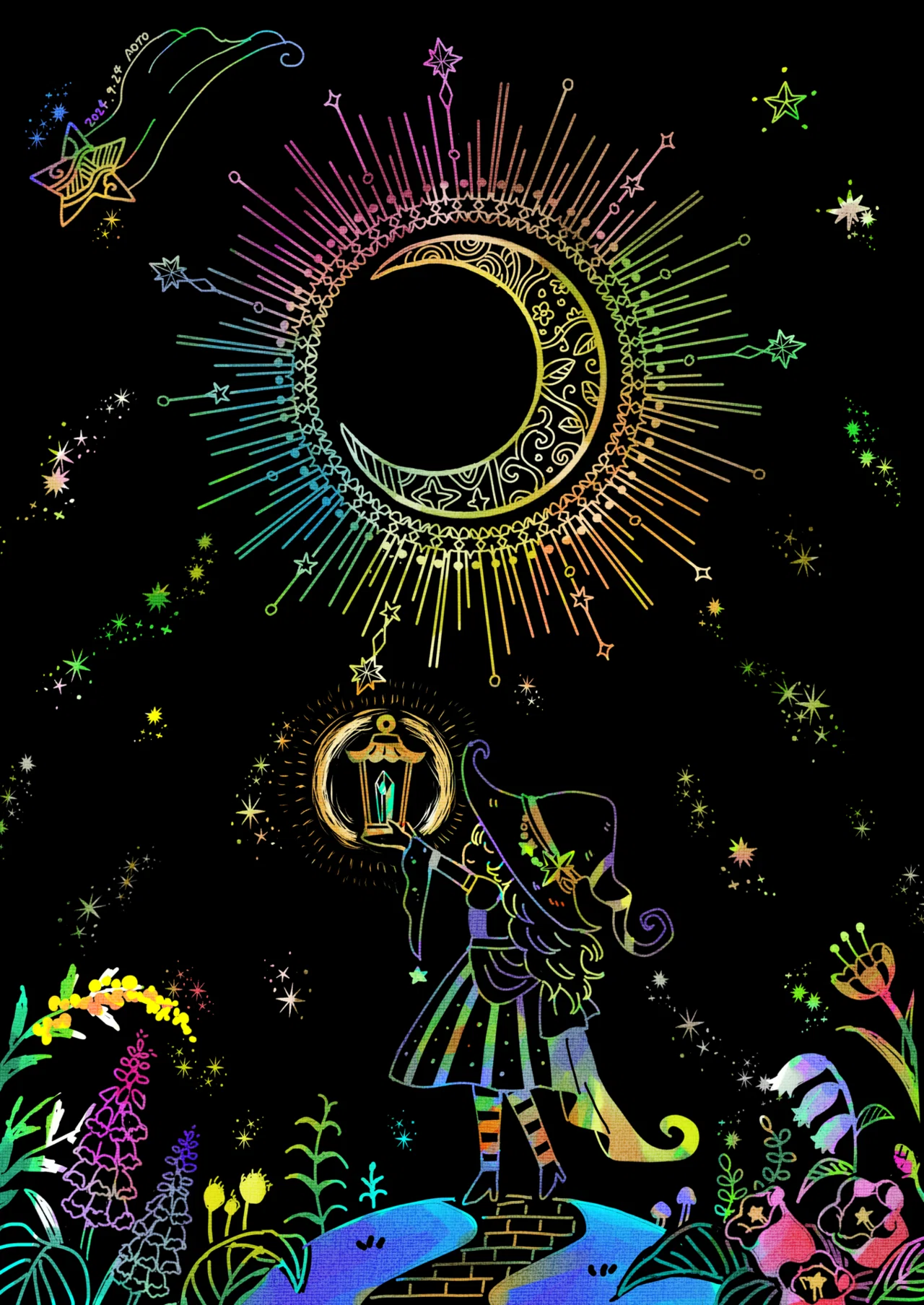 デジタルでスクラッチアート🎨🧙‍♀🌙🌟｜アオト@楽しく生きるアラフォー