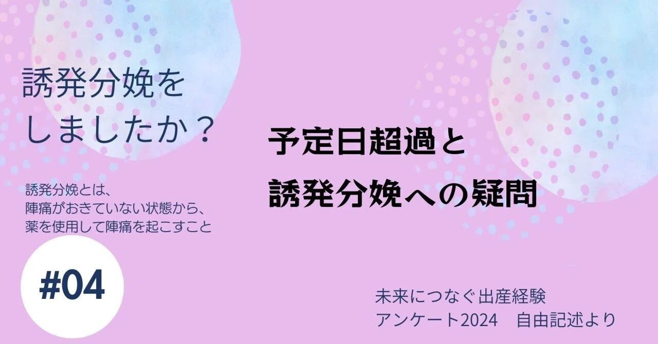 誘発分娩をしましたか?#4「予定日超過と誘発分娩への疑問」|お産を女性の手に取りもどすネットワーク