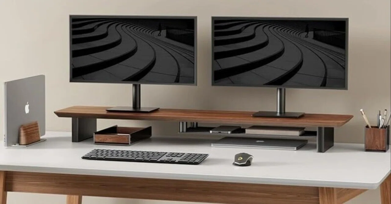 MEATANTY デュアル モニター台 引き出し PC モニタースタンド MEATANTY デュアル モニター台 引き出し PC モニタースタンド