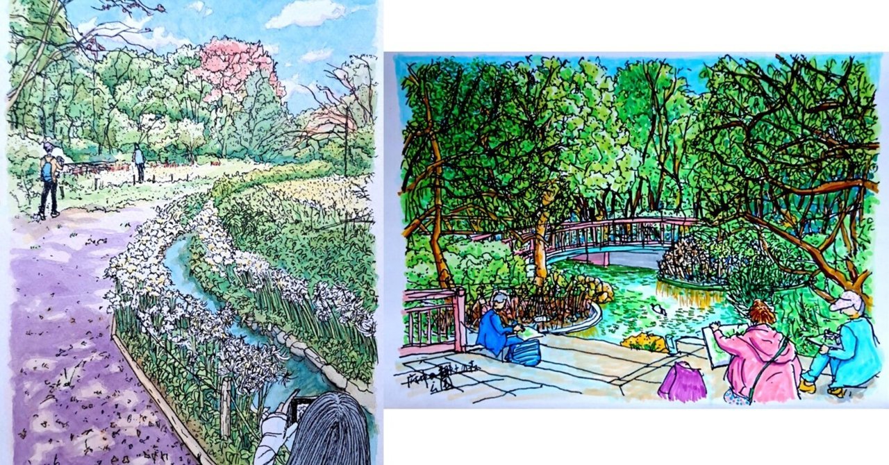 風景画 「森の中」 Painting a birch grove at dusk by Yoshimoto