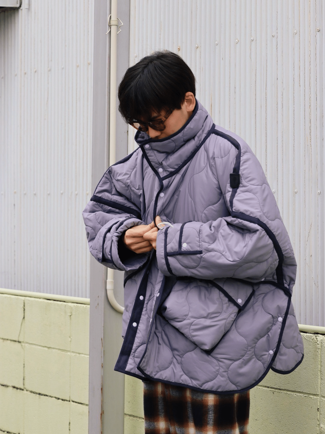PHINGERIN FUTON QUILT COAT ネイビー