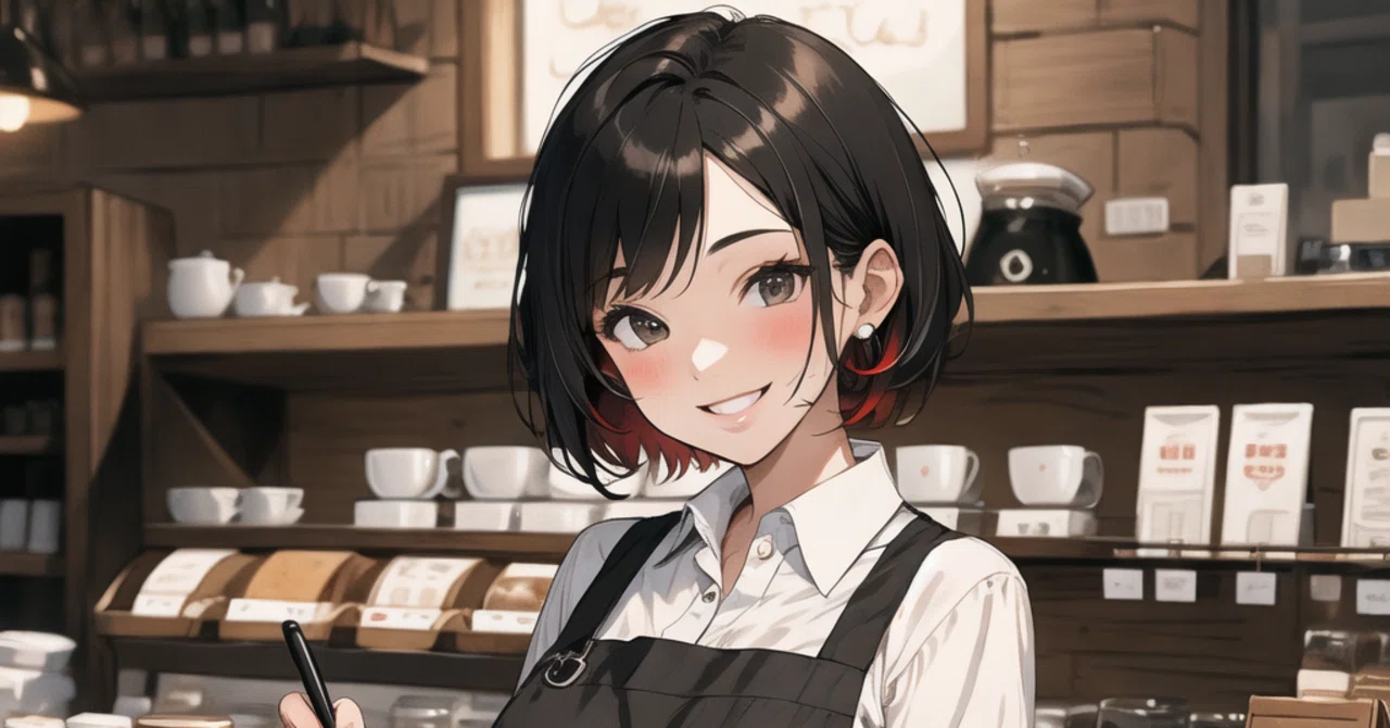 AIイラスト⑦（喫茶熊大の店員さん）｜ゲーム＆喫茶『AXIS』と居酒屋『道』