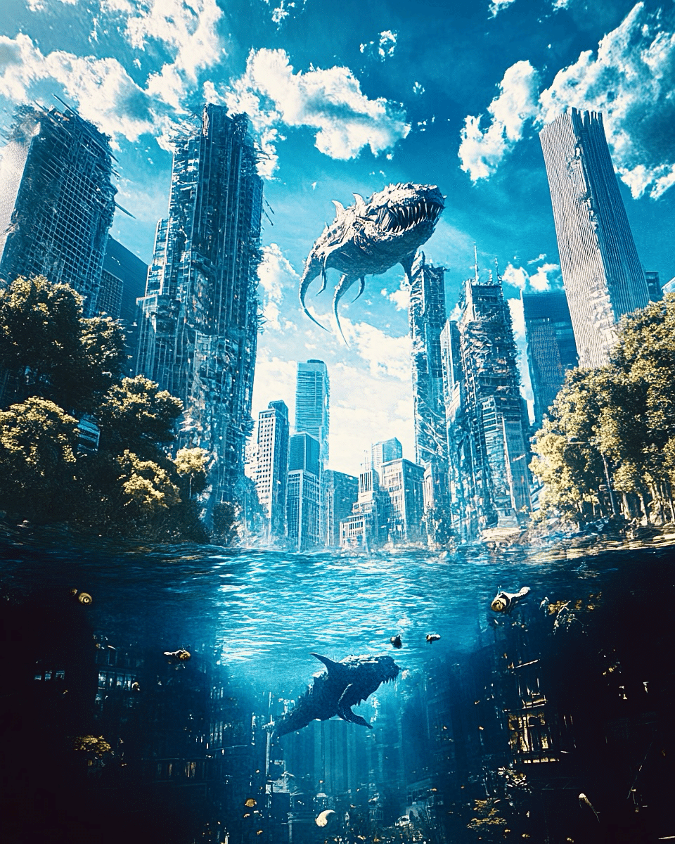 無料イラスト】壁紙｜スマホ待ち受け「荒廃した都市」｜leo_art_jp