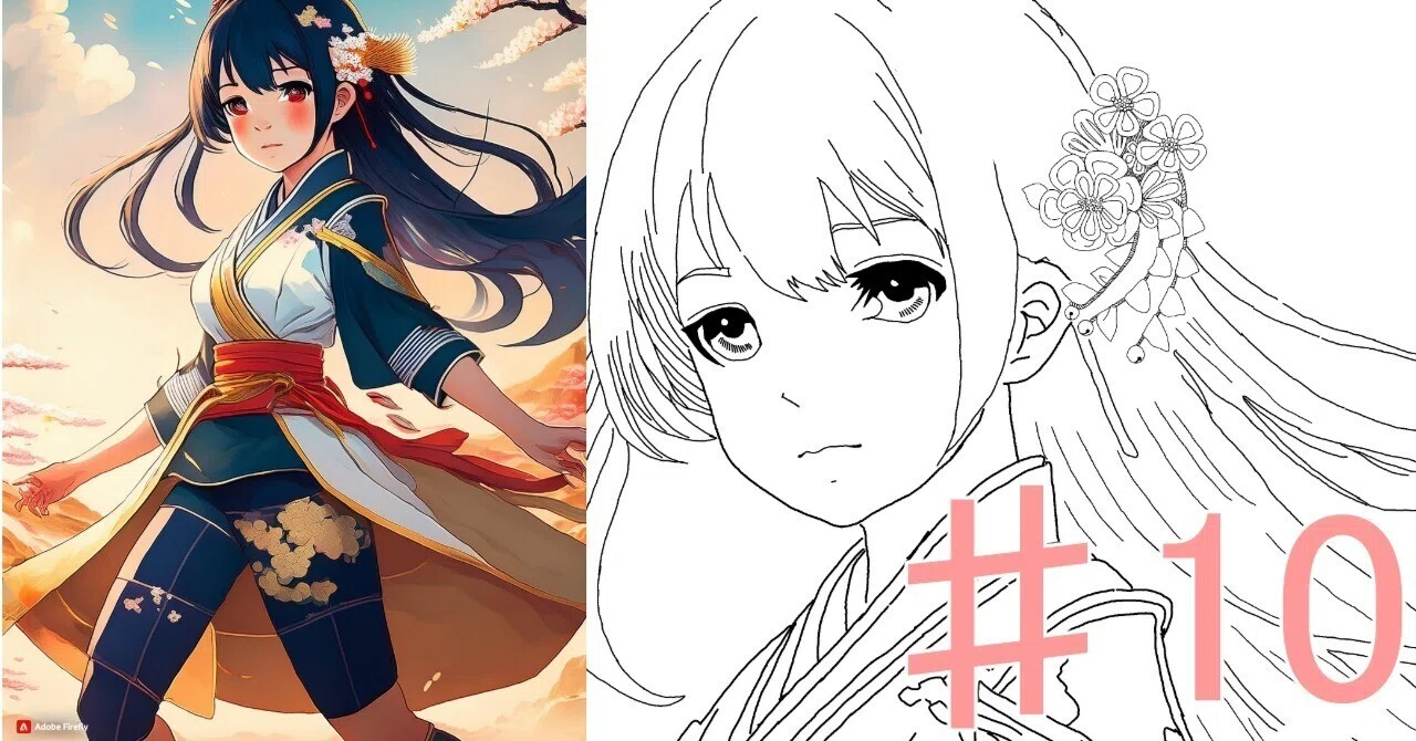 絵画　イラスト　女性 ♯10 躍動感のある女性の絵｜にゃおりん｜線画イラスト練習中
