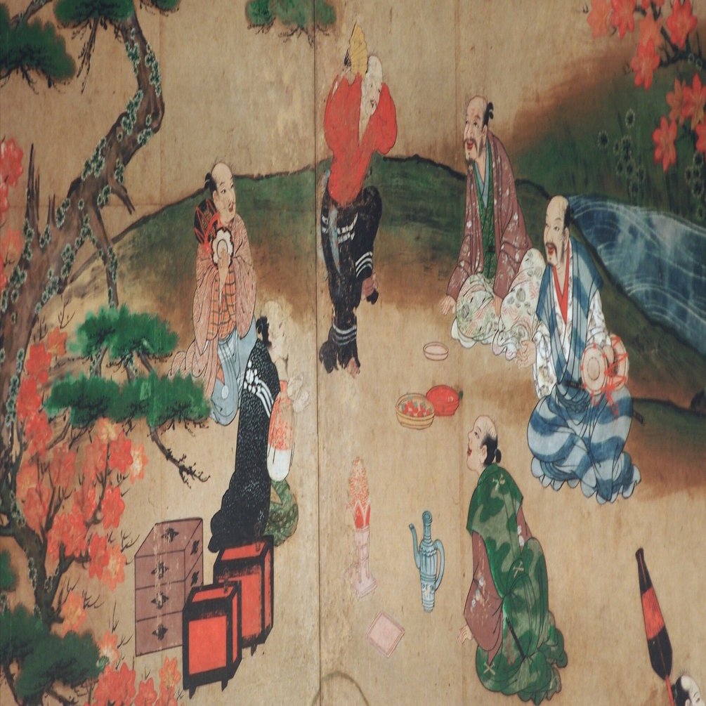 安土桃山時代のパーティーピーポーを描いた国宝《観楓図屏風》……の複製