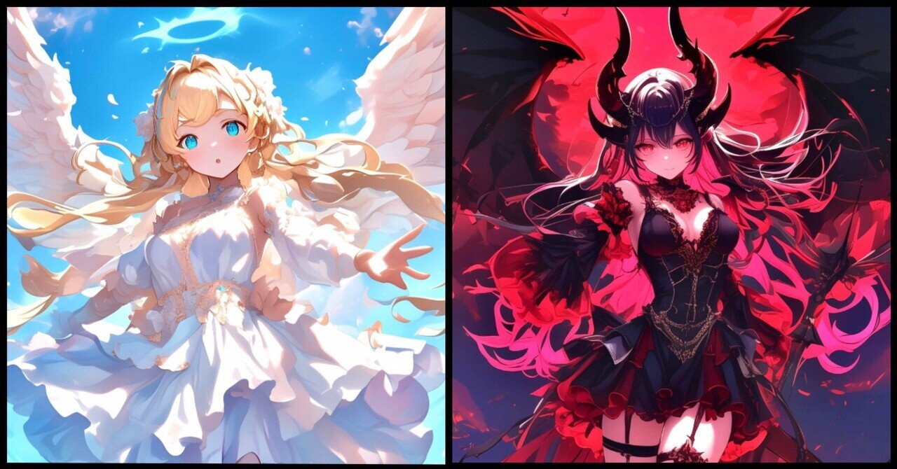 無料】イラスト｜待ち受け｜Wallpapers｜天使と悪魔｜Vivi Ai