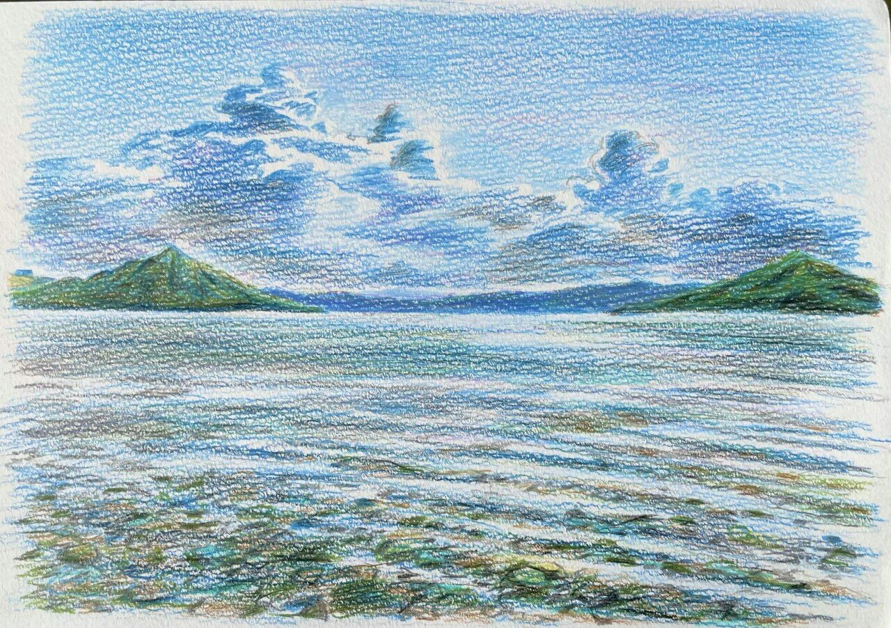 絵画色鉛筆風景画『クラーク博士』原画 The colours I 