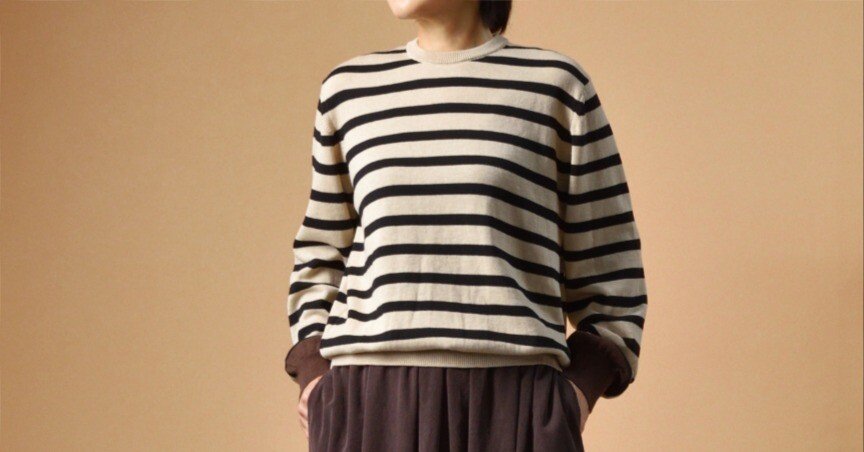 【美品】ateliernaruse アトリエナルセ コットンウールボーダーニット atelier naruse アトリエナルセ コットンウールボーダーニット