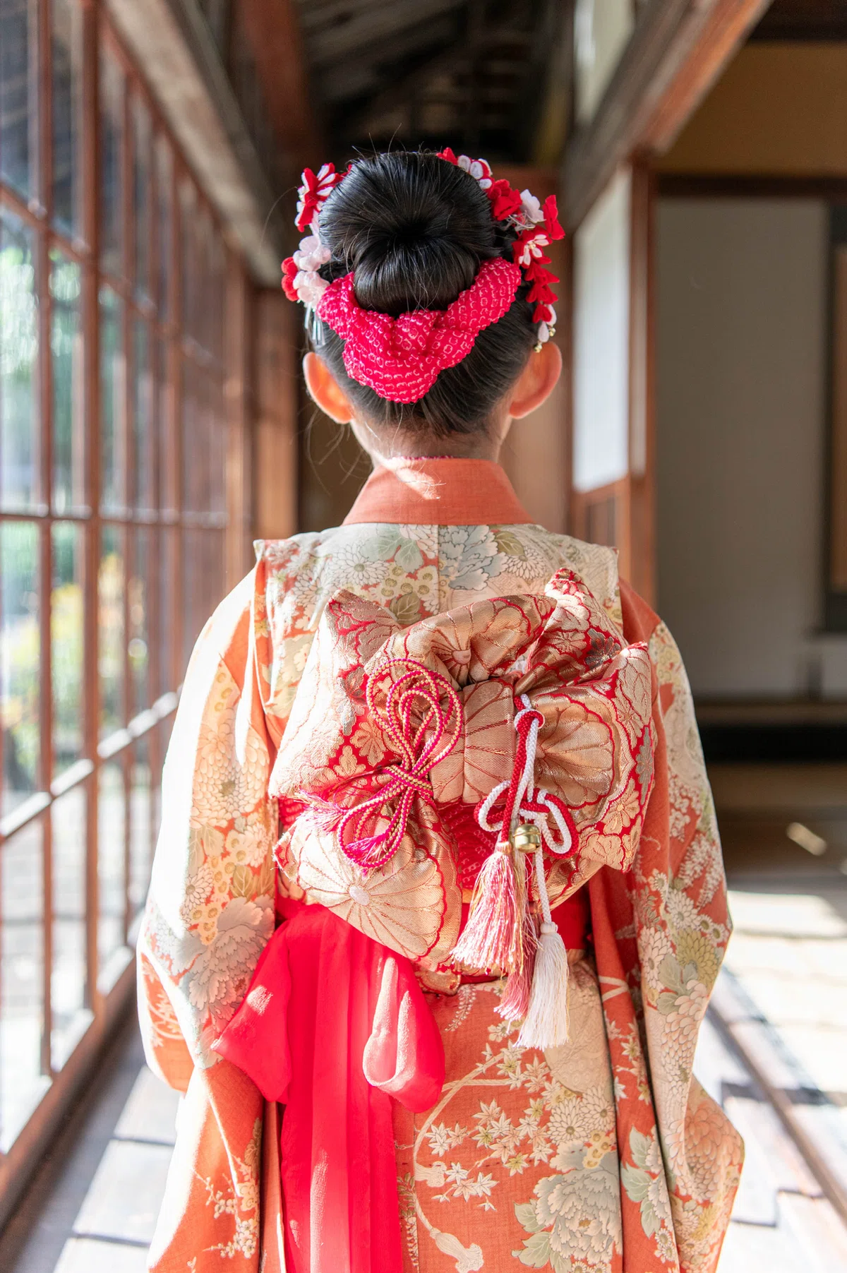 マルチカラー】七五三 花紋小鴨金箔 子ども 着物 女の子