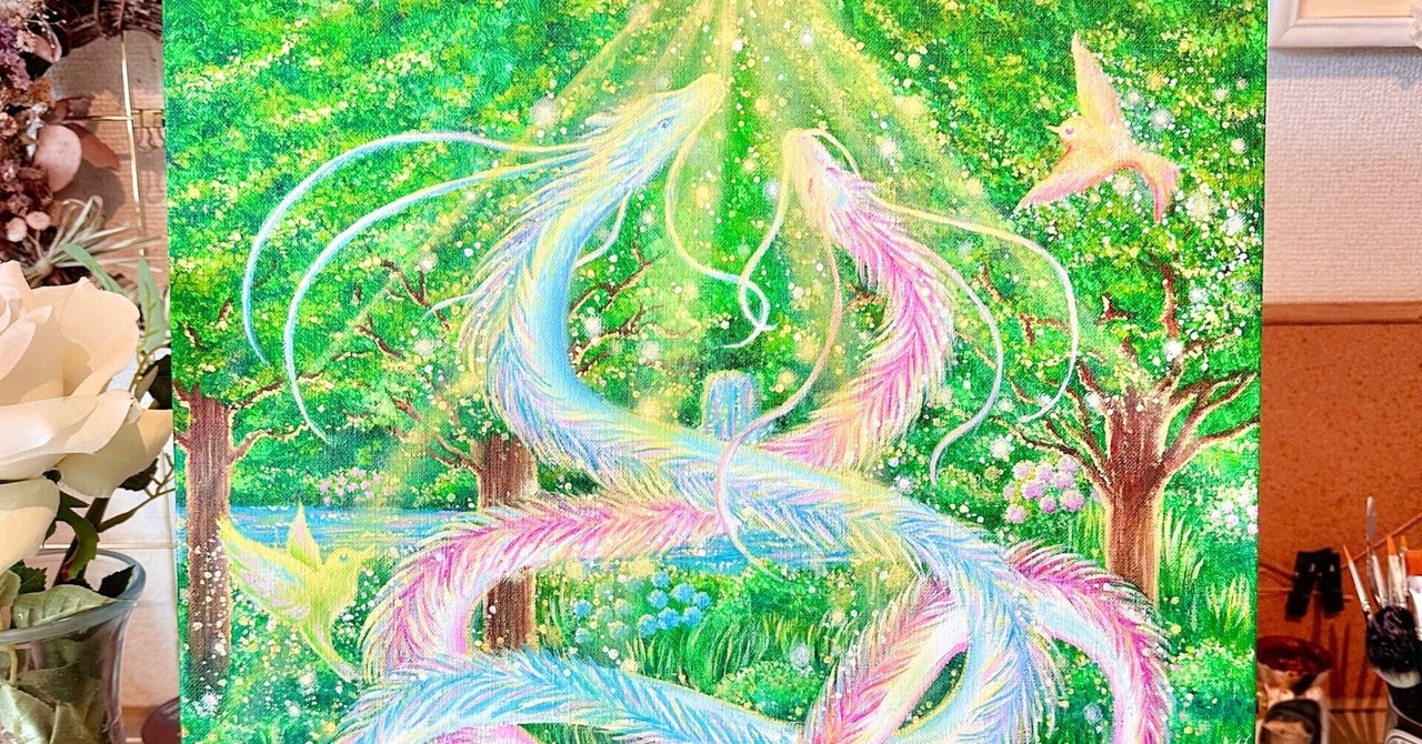 プーコ様オーダー油絵作品・やぎの親子が戯れる村里