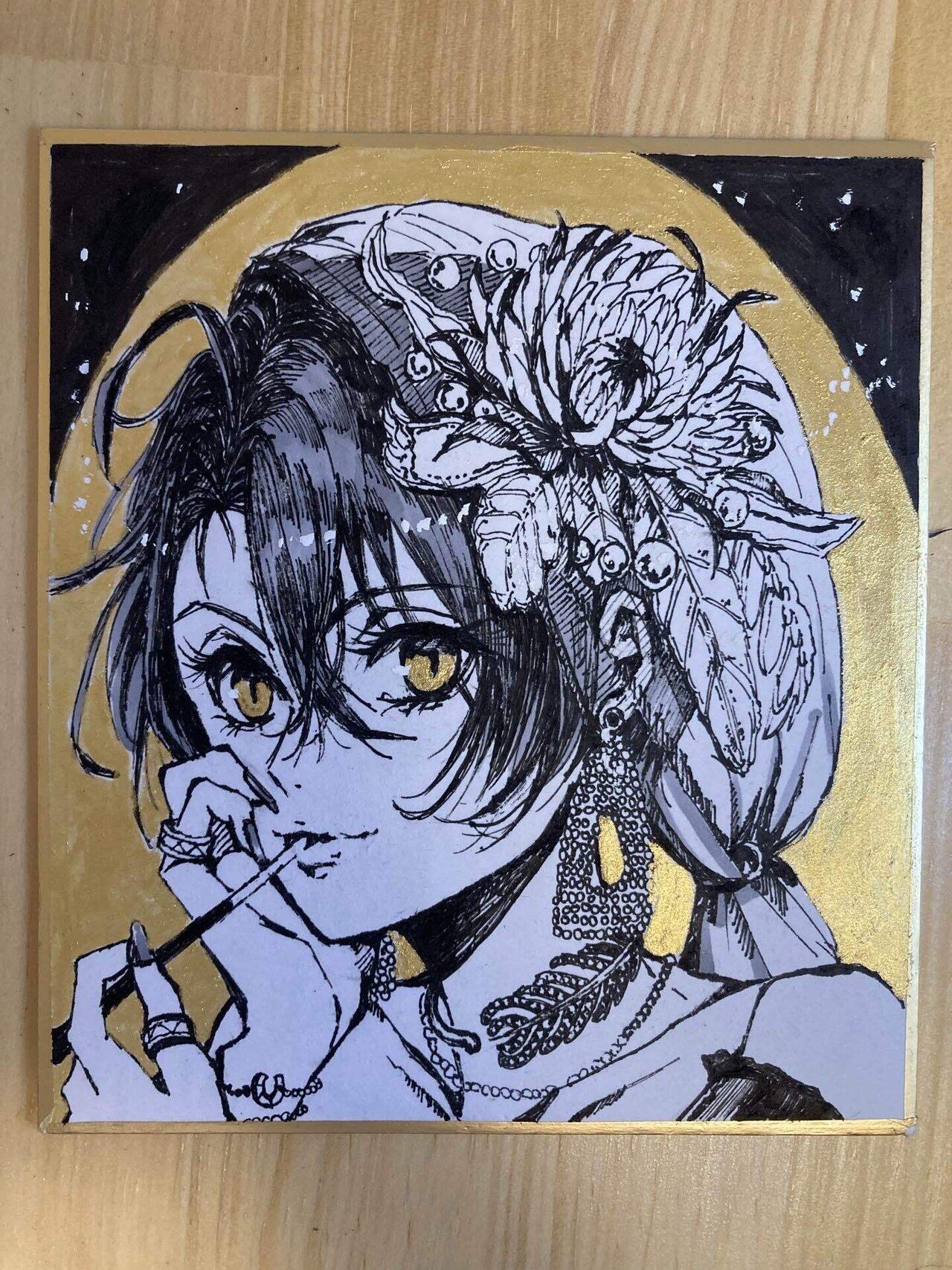 コミティア150に出す色紙描いていた｜rosyemu