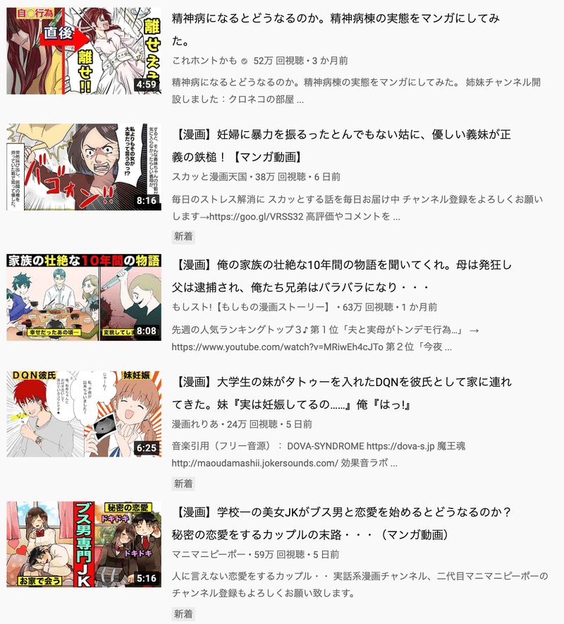 Youtube漫画にみられる 2分割サムネイル の効果とyoutubeサムネイルの特徴とパターン まいん Tiktok Youtube プロデューサー Note