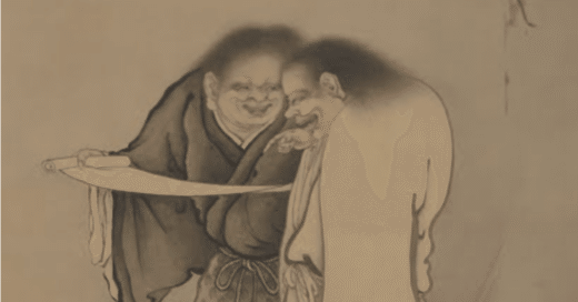 橋本雅邦　絹本彩色画【煙雨帰漁図】　駿府博物館所蔵複製画　NO15447 130 橋本雅邦 絹本彩色画【煙雨帰漁図】 駿府博物館所蔵複製画 NO15447 130