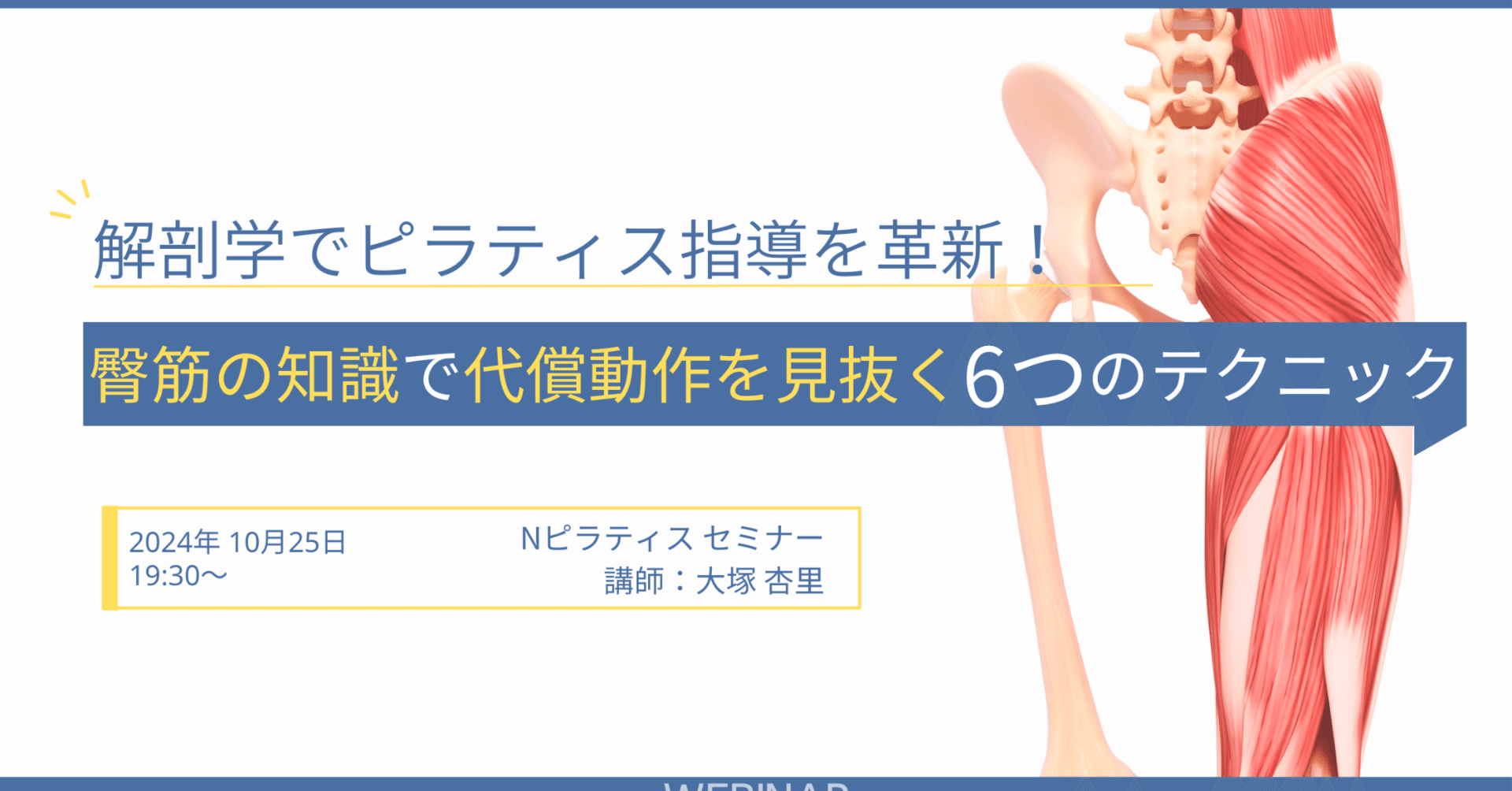 臀筋の知識で代償動作を見抜く6つのテクニック〜解剖学でピラティス指導を革新！〜｜Nピラティス！吉田直紀