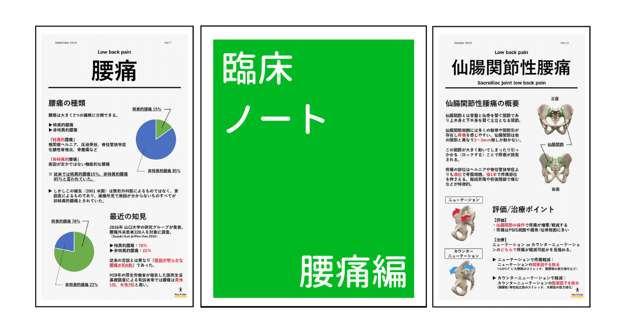 臨床ノート【腰痛編】｜理学療法士のデザインnote｜リョウ